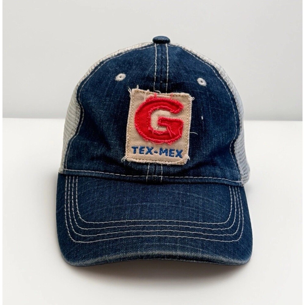 Gringo’s Tex-Mex Denim Trucker Hat Distressed Mesh Adjustable Cap NWOT